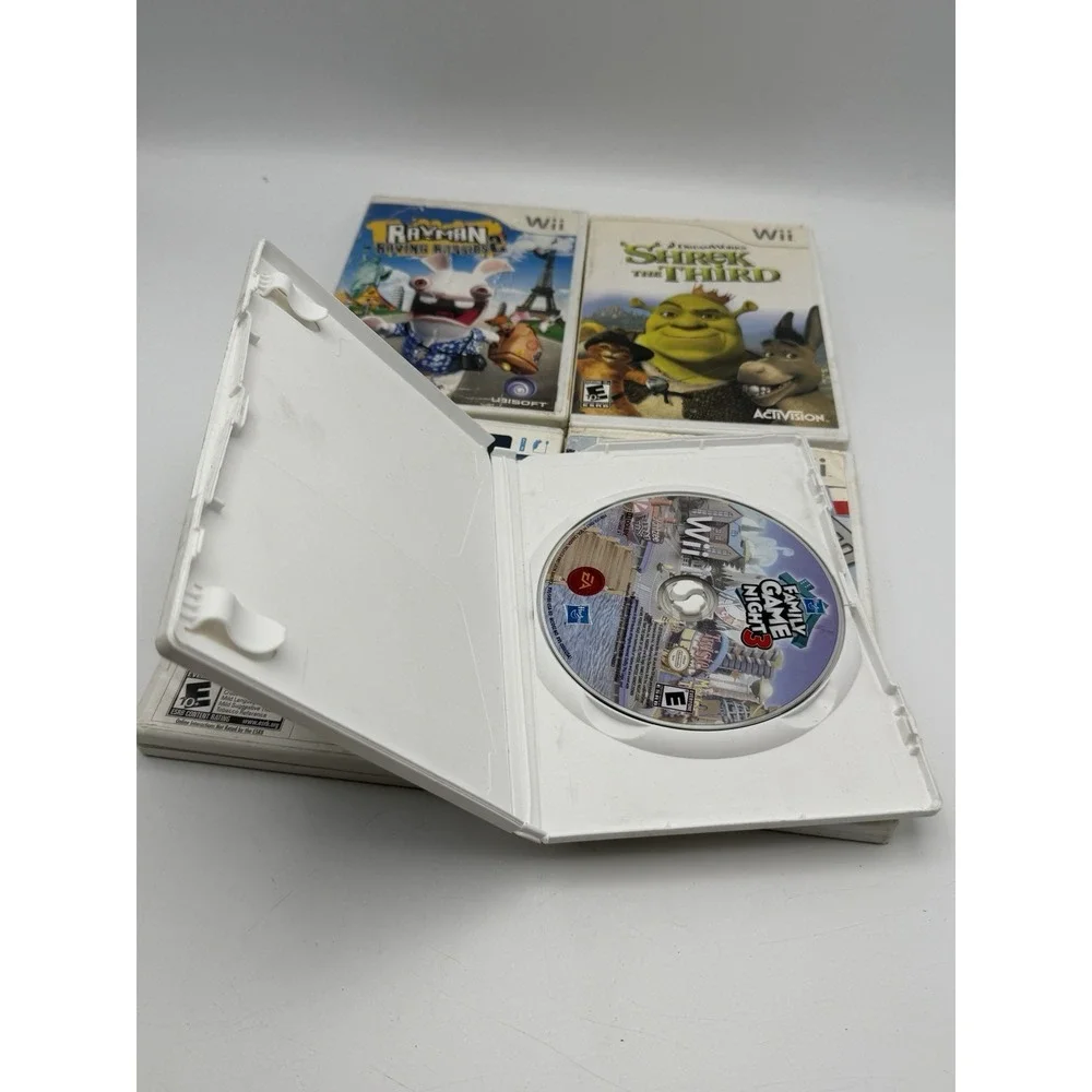 Nintendo Wii 5 Game Lot Family Game Night Cooking Mama Rabbids Shrek _ READ